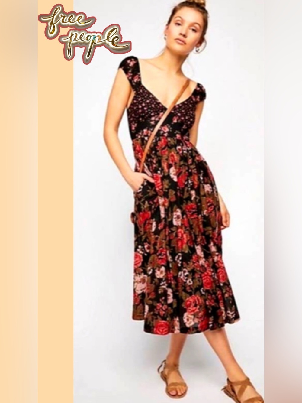 Free People Floral Print Love You Midi Dress Size XS